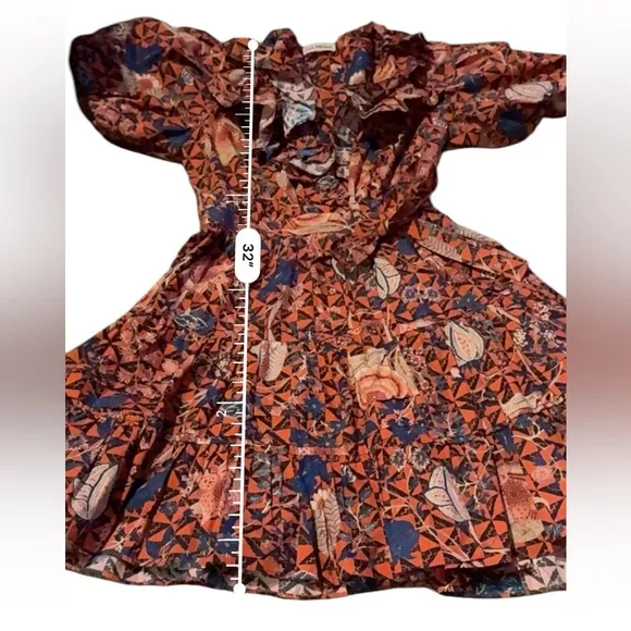 Ulla Johnson Maude Short Puff Sleeve Floral Wrap Mini Dress in Hibiscus‎ Sz 0