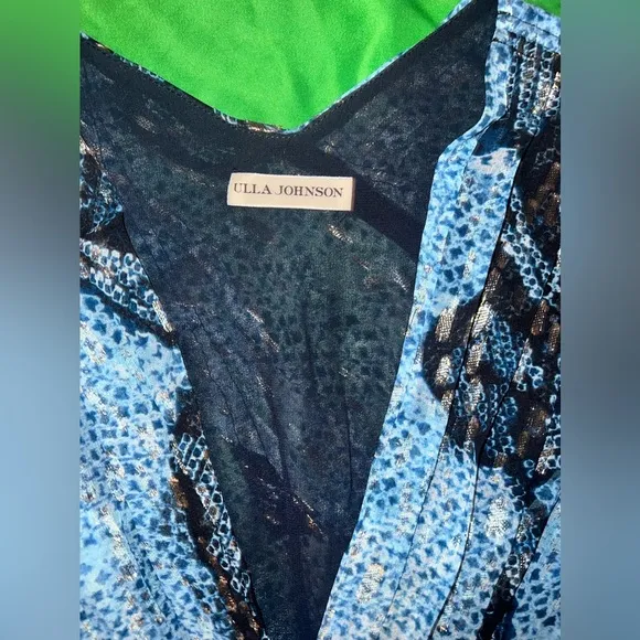 Ulla Johnson Noemi Blue Floral Wrap Dress size 4- Missing Belt