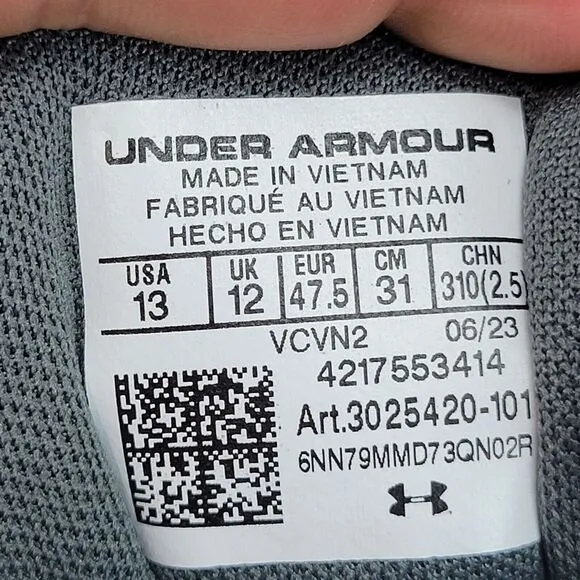 Under‎ Armour Escape 4 Mens Shoes 13 Gray Orange Running Gym Workout Lightweight