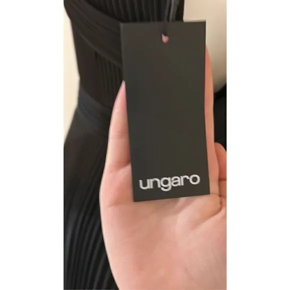 Ungaro black Pleated Off-the-Shoulder Gown Size 2 NWT