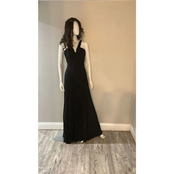 Ungaro black Pleated Off-the-Shoulder Gown Size 2 NWT