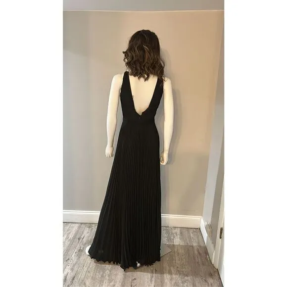 Ungaro black Pleated Off-the-Shoulder Gown Size 2 NWT