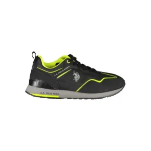 U.S. POLO ASSN. Elegant Black Lace-up Sneakers with Logo Men's Detail