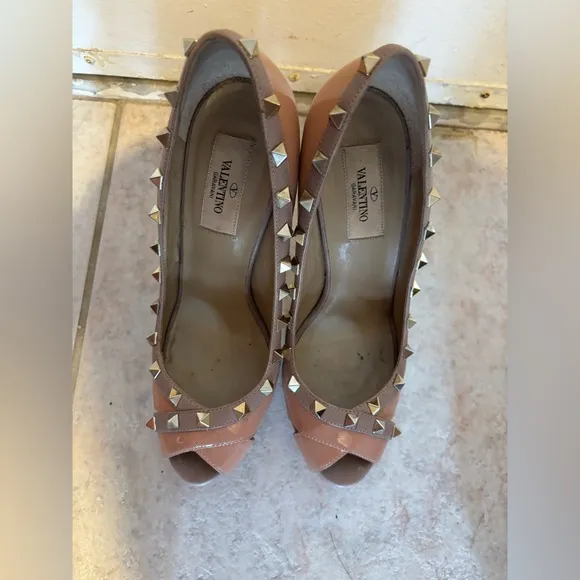 Valentino platform pumps heels babydoll dress open toe sandals stud spike shoes