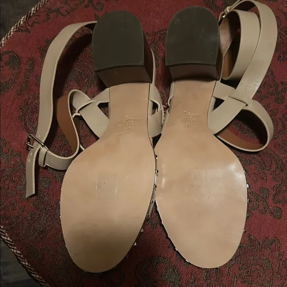 Valentino Women's Cream Rockstud Sandals