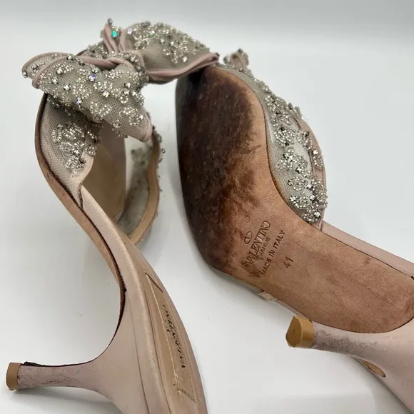 Valentino Women's Embellished Bow mules size 41