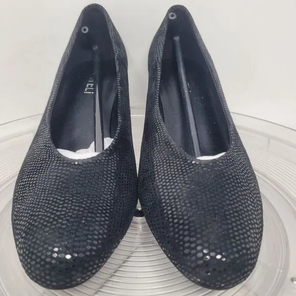 Vaneli Shoes Dayle Black Heels Womens Sz 8.5 Lizard Embossed, Iridescent New