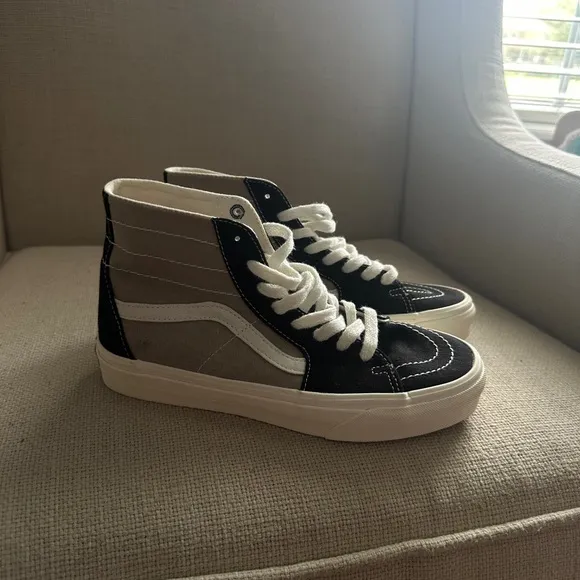 Vans Black and Taupe High-Top Sneakers