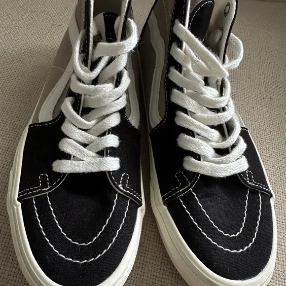 Vans Black and Taupe High-Top Sneakers