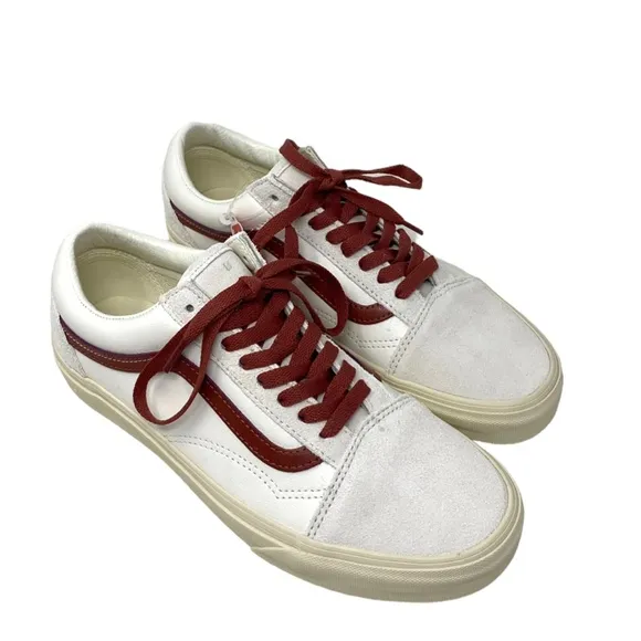 VANS Old Skool Shoes Low Suede Leather Red White Women's Size Skate VN0A4BW2R2S