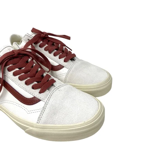 VANS Old Skool Shoes Low Suede Leather Red White Women's Size Skate VN0A4BW2R2S