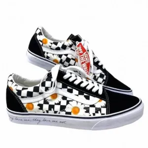VANS Old Skool Shoes Low Top Skate Check Canvas Suede VN0A5KRFB0B Size Men Black