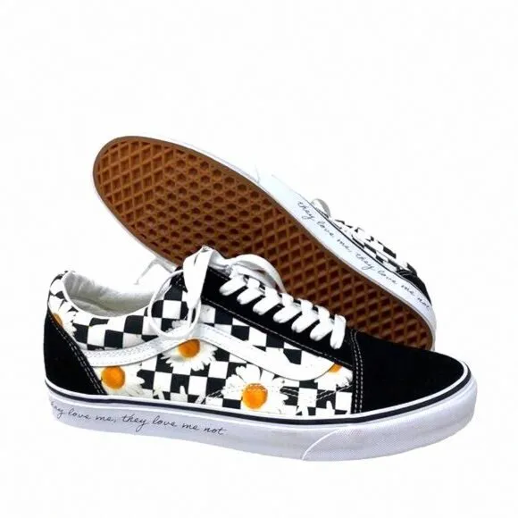 VANS Old Skool Shoes Low Top Skate Check Canvas Suede VN0A5KRFB0B Size Men Black