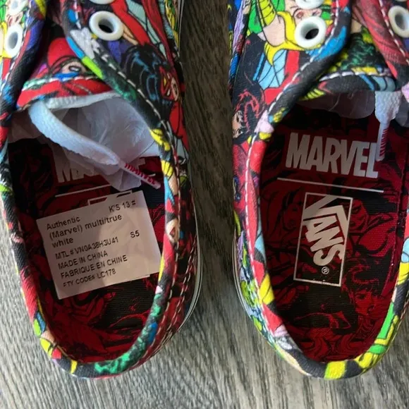Vans Shoes Authentic Red Marvel Avengers Kids Sneakers Size 13 Brand New