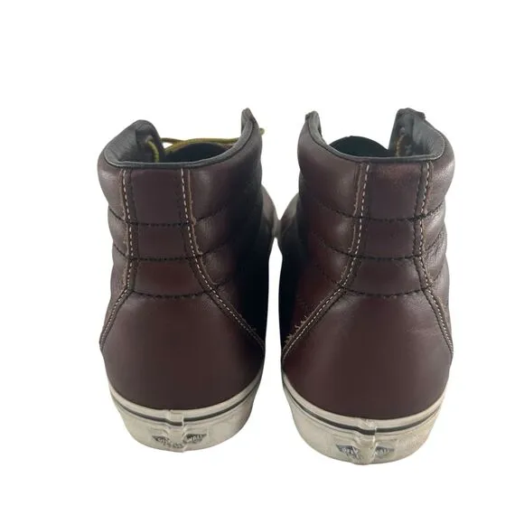 Vans SK8 Hi Sneakers Mens 11 Brown Leather Groundbreakers Rum Raisin Skate
