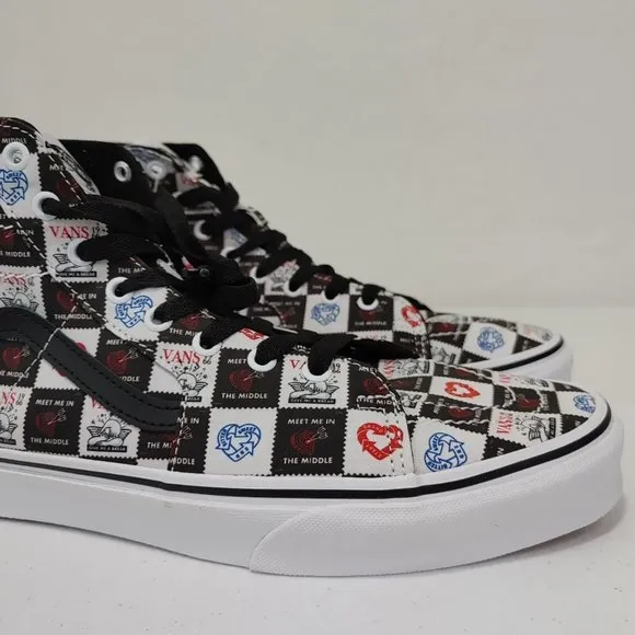 Vans SK8-Hi Tapered Men's Fashion Sneaker Shoes Black/White (Valentine's…