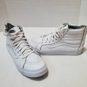 Vans Sk8 High White Leather Shoes Unisex Men's 8