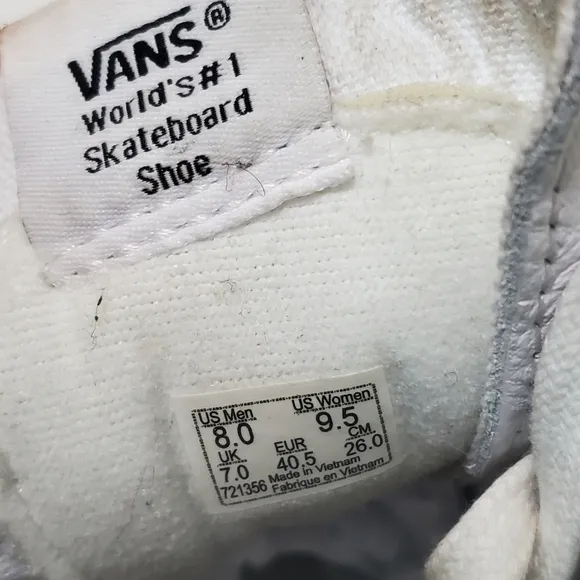 Vans Sk8 High White Leather Shoes Unisex Men's 8