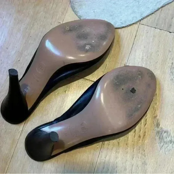 Veronica Beard Heels Sandals 7.5 Pari Knotted Twisted Black Napa Leather Slide