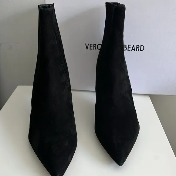 Veronica beard Lisa boot mid heel black suede Elegant Black Women's Ankle Boots