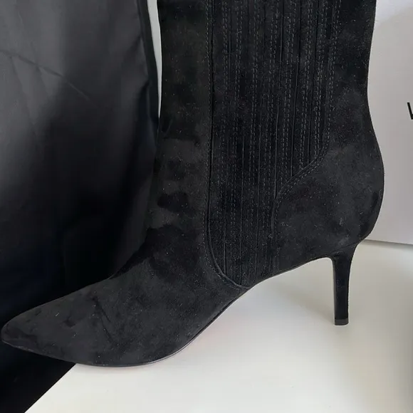 Veronica beard Lisa boot mid heel black suede Elegant Black Women's Ankle Boots