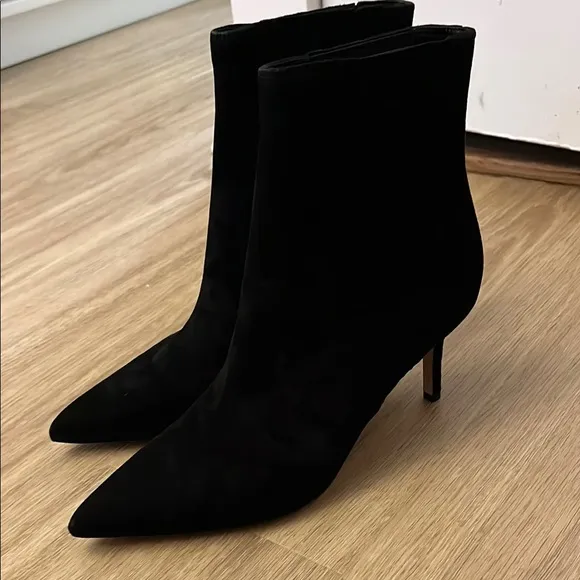 Veronica beard Lisa boot mid heel black suede Elegant Black Women's Ankle Boots