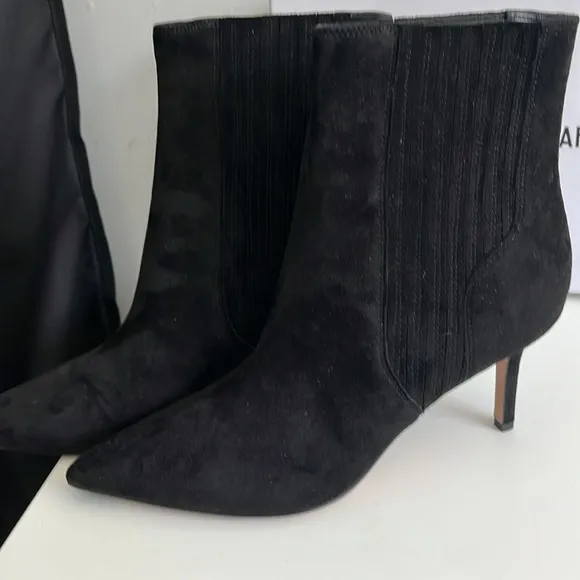 Veronica beard Lisa boot mid heel black suede Elegant Black Women's Ankle Boots