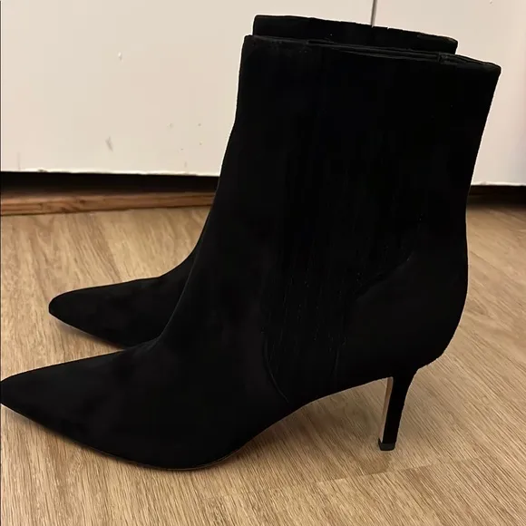 Veronica beard Lisa boot mid heel black suede Elegant Black Women's Ankle Boots