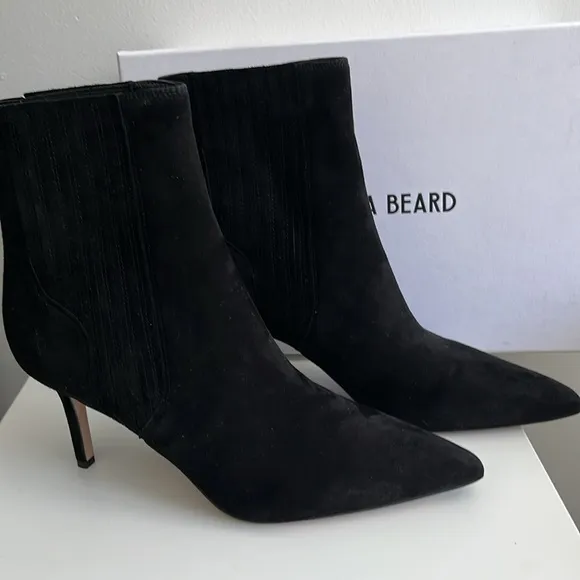 Veronica beard Lisa boot mid heel black suede Elegant Black Women's Ankle Boots
