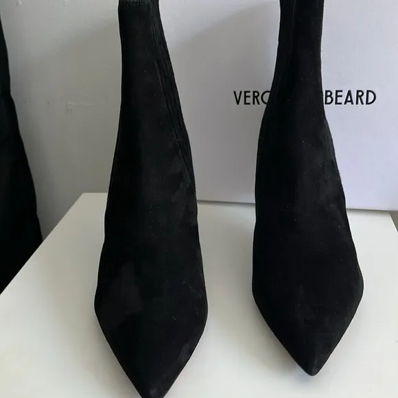 Veronica beard Lisa boot mid heel black suede Elegant Black Women's Ankle Boots