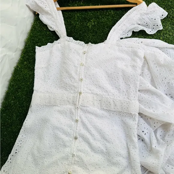 Veronica Beard White Aislin Tiered Broderie Adeline Cotton Maxi Dress size 4