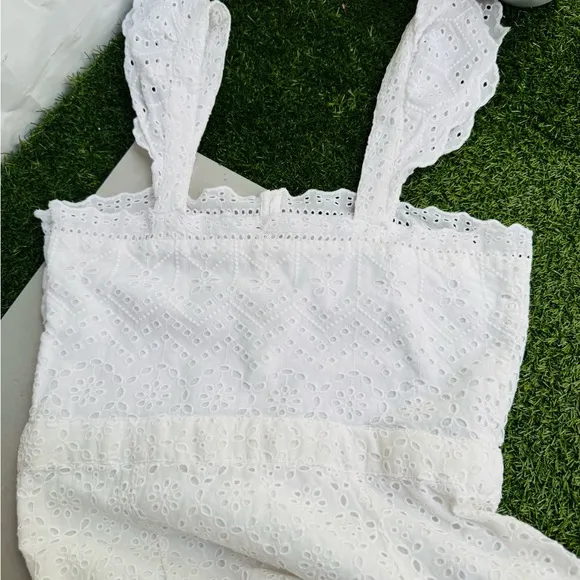 Veronica Beard White Aislin Tiered Broderie Adeline Cotton Maxi Dress size 4