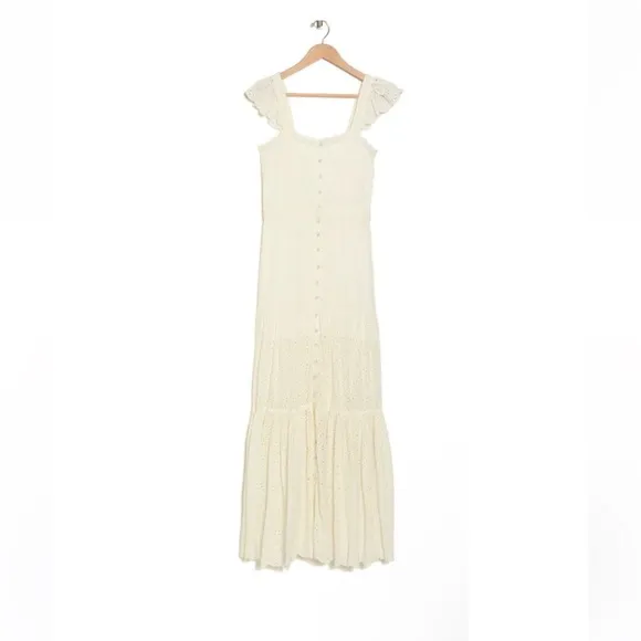 Veronica Beard White Aislin Tiered Broderie Adeline Cotton Maxi Dress size 4