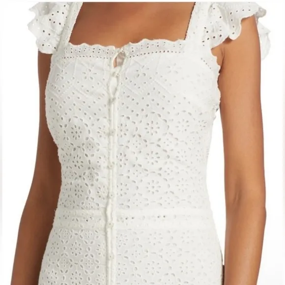 Veronica Beard White Aislin Tiered Broderie Adeline Cotton Maxi Dress size 4