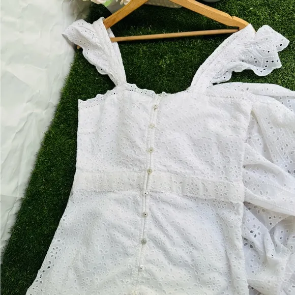 Veronica Beard White Aislin Tiered Broderie Adeline Cotton Maxi Dress size 4