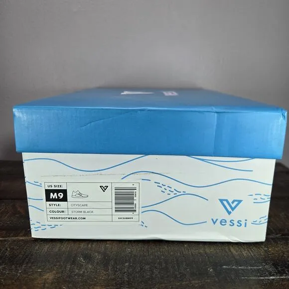 Vessi Cityscape Mens Size 9 Lace Up Waterproof Shoes Sneakers Black White