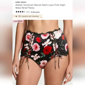 Victoria's secret luxe stretch silk satin lace trim high waist brief panty M