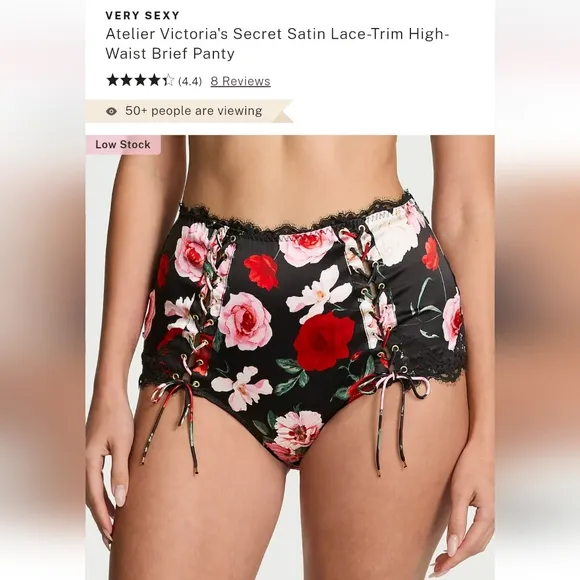 Victoria's secret luxe stretch silk satin lace trim high waist brief panty M