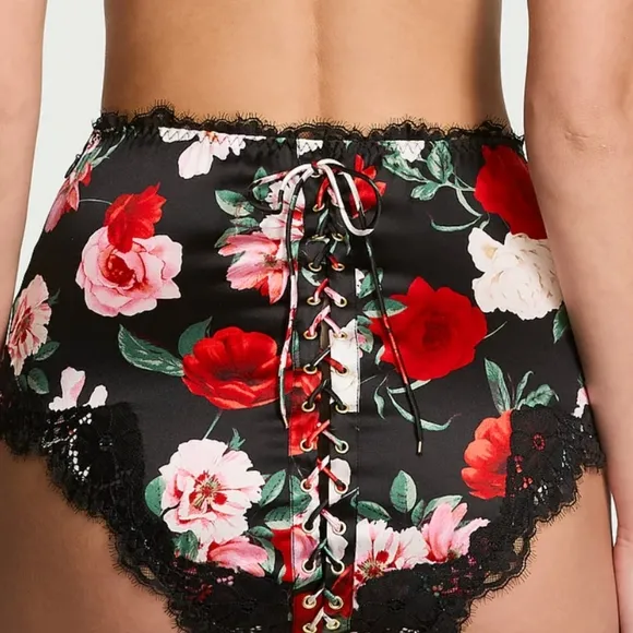 Victoria's secret luxe stretch silk satin lace trim high waist brief panty M