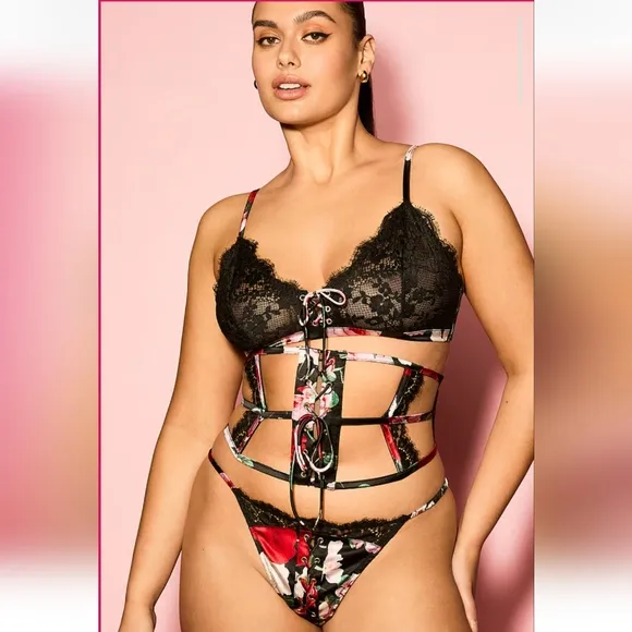 Victorias secret luxe stretch silk SEXY Atelier Caged Corset waist cincher
