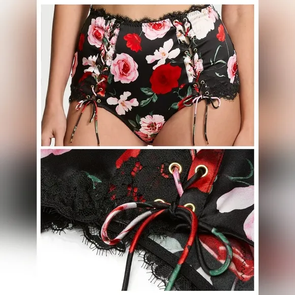 Victoria's secret luxe very sexy silk satin lace trim high waist brief panty M