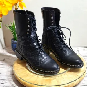 VINCE CAMUTO Joanie Women's Quilted Black Leather Shoes Boots | Size 8.5