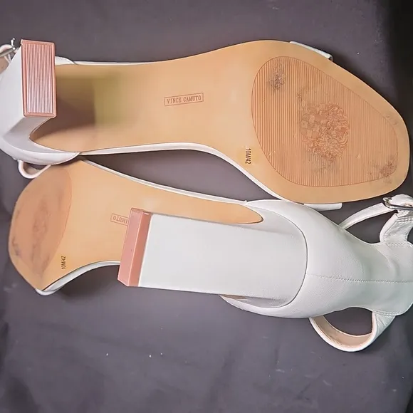 Vince Camuto White Women's Ankle Strap Leather Sandals