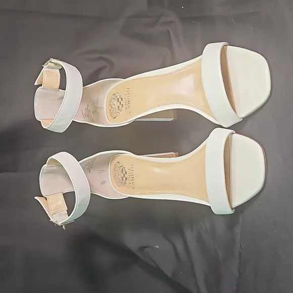 Vince Camuto White Women's Ankle Strap Leather Sandals