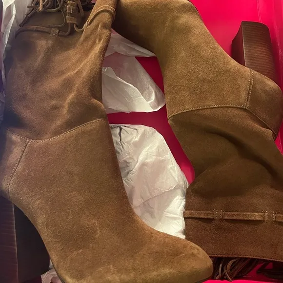 Vince Camuto Women's Brown Grey Fermel Slouch Tassel Boot, NWT, size 9