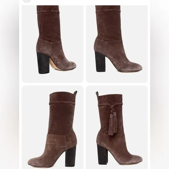 Vince Camuto Women's Brown Grey Fermel Slouch Tassel Boot, NWT, size 9