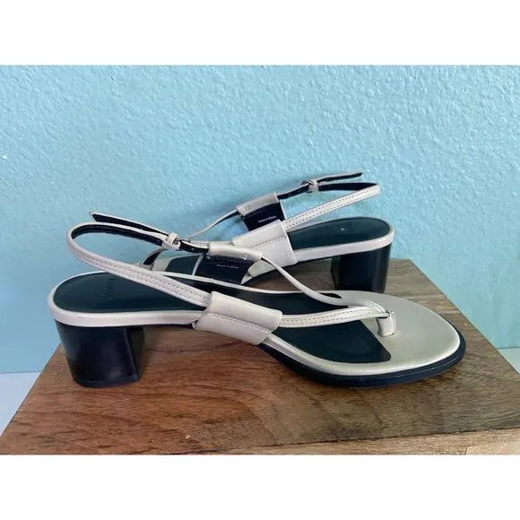 Vince Women's Moonlight Alina Leather Heeled Leather Thong Sandal Shoes Size 6.5
