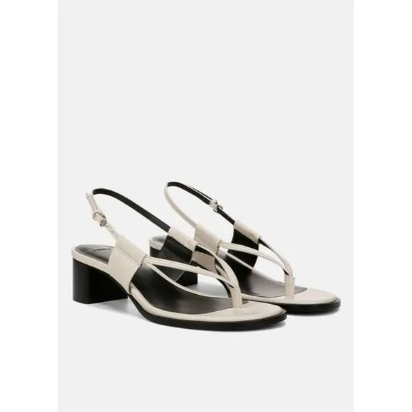 Vince Women's Moonlight Alina Leather Heeled Leather Thong Sandal Shoes Size 6.5