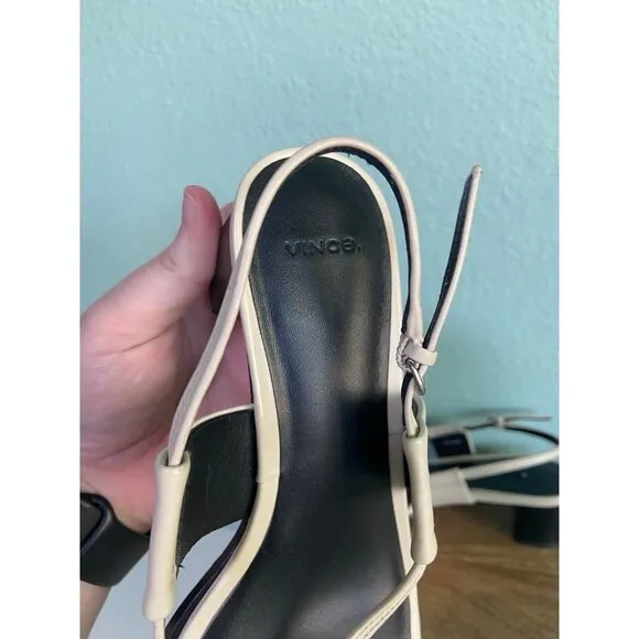 Vince Women's Moonlight Alina Leather Heeled Leather Thong Sandal Shoes Size 6.5