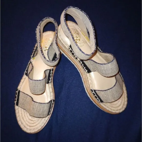🆕👞Vince Camuto Kolindia 2 Women's Open Toe Platform Sandals Beige/Black